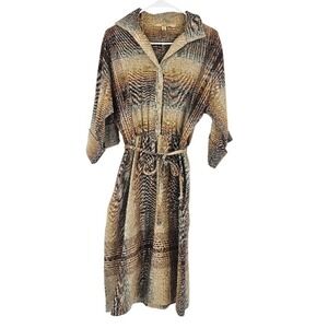 Vintage 60s Shirt Dress Brown Plaid Button Front A-line Midi Secretary Size 14